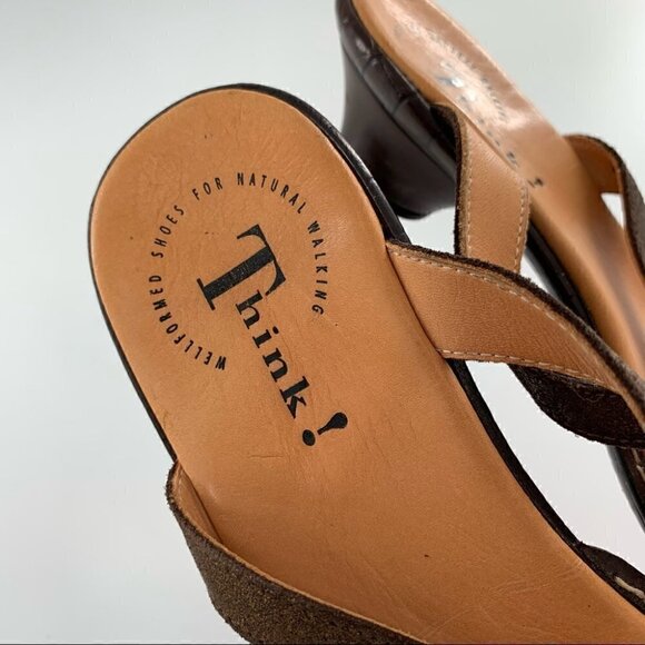 Think SoSo womens sandals size 11 chocolate brown floral toe ring - Picture 10 of 12